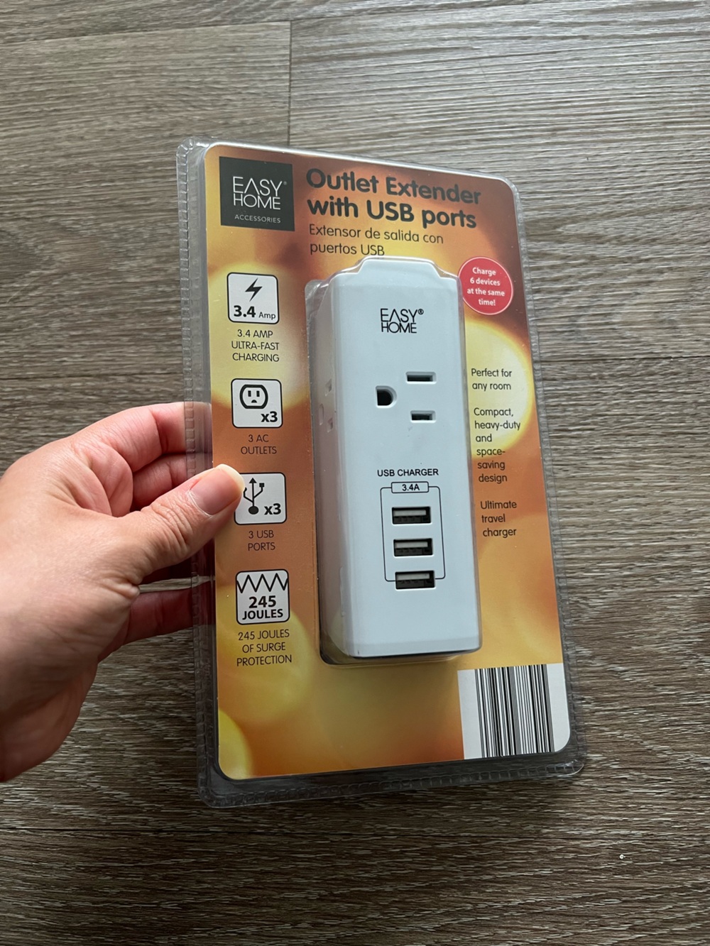 White Outlet Extender with USB Ports